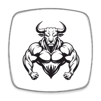 Bulle Stier Muskeln Workout Gym - Viereckiger Kühlschrankmagnet - Weiß - Vorne