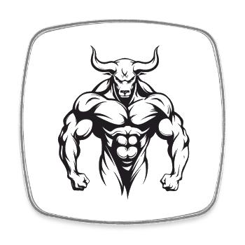 Bulle Stier Taurus Muskeln Workout Gym - Viereckiger Kühlschrankmagnet - Weiß - Vorne