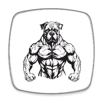 Dog Muscles Gym Bodybuilding - Square fridge magnet - white - Front