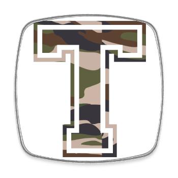 T, Monogramm, Camouflage Grün-Braun - Viereckiger Kühlschrankmagnet - Weiß - Vorne