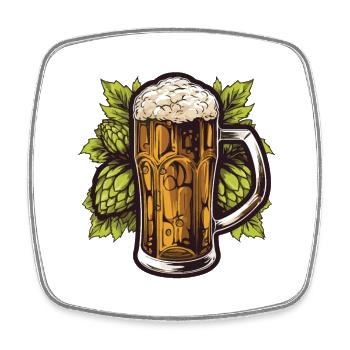 Beer glass, hops, malt, beer - Square fridge magnet - white - Front
