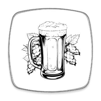 Beer glass, hops, malt, beer - Square fridge magnet - white - Front