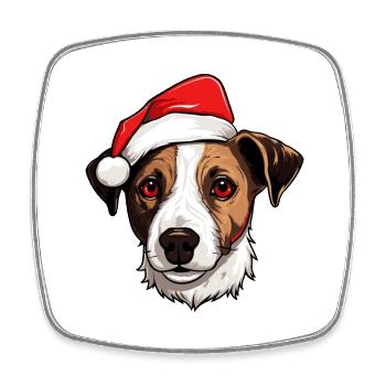 jack russel terrier Hund Kopf Weihnachten Portät - Viereckiger Kühlschrankmagnet - Weiß - Vorne