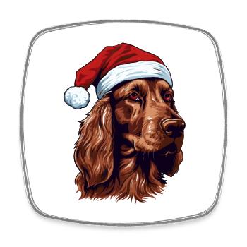 Irish Setter Hund Kopf Weihnachten Portät - Viereckiger Kühlschrankmagnet - Weiß - Vorne