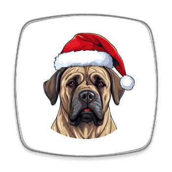 Portrait de Noël tête de chien Boerboel - Magnet carré - blanc - Devant