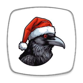 Krähe Kopf Rabe Weihnachten Portät - Viereckiger Kühlschrankmagnet - Weiß - Vorne