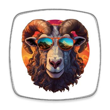 Sven the cool, friendly proud ram - Square fridge magnet - white - Front