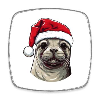 Portrait de Noël de sceau de phoque - Magnet carré - blanc - Devant