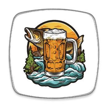 Pêche Bière Pêche - Magnet carré - blanc - Devant