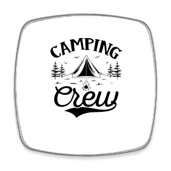 Camping Crew - Outdoor Traveling Hiking Nature - Viereckiger Kühlschrankmagnet - Weiß - Vorne