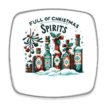 Full of Spirits - Funny Holidays Funny Christmas - Square fridge magnet - white - Front