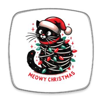 Miaouss Noël - Vacances drôles Noël drôle - Magnet carré - blanc - Devant
