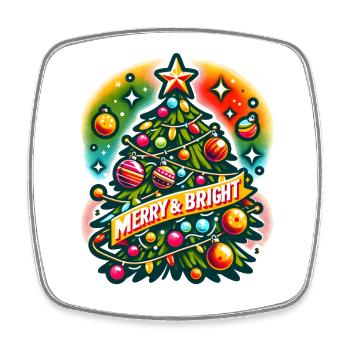 Merry & Bright - Funny Holidays Funny Christmas - Square fridge magnet - white - Front