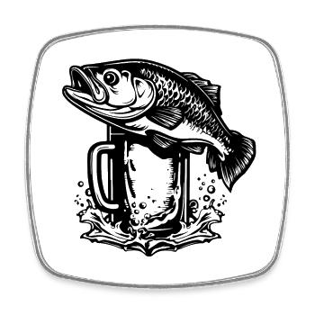 Fischen Bierglas Angeln Fischer Bier - Viereckiger Kühlschrankmagnet - Weiß - Vorne
