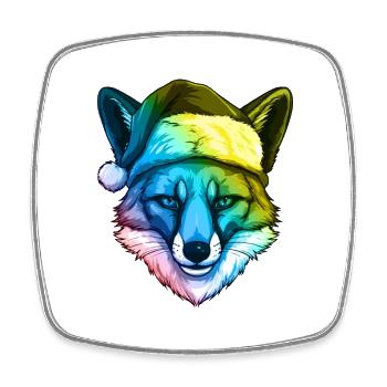 Fuchs Kopf Weihnachten Portät Bunt - Viereckiger Kühlschrankmagnet - Weiß - Vorne