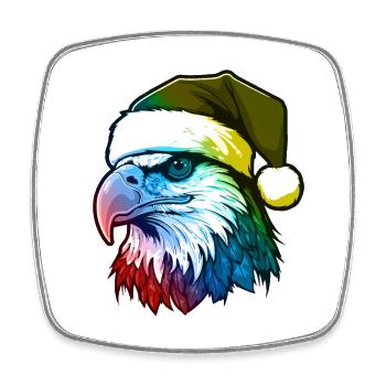 Eagle Head Christmas Portrait Colorful - Square fridge magnet - white - Front