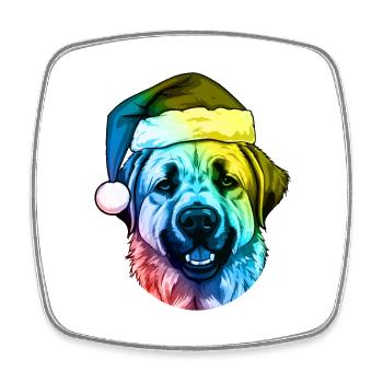Kangal Hund Kopf Weihnachten Portät Bunt - Viereckiger Kühlschrankmagnet - Weiß - Vorne