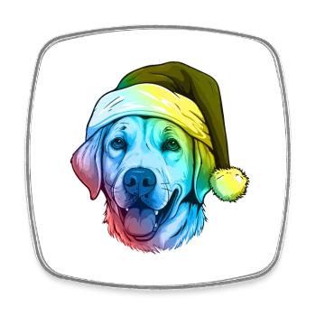Labrador Dog Head Christmas Portrait Colorful - Square fridge magnet - white - Front