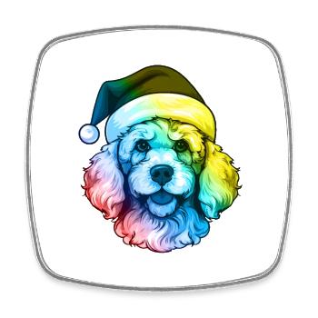 Pudel Hund Kopf Weihnachten Portät Bunt - Viereckiger Kühlschrankmagnet - Weiß - Vorne