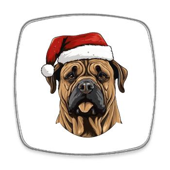 Tête de Noël Boerboel Dog - Magnet carré - blanc - Devant