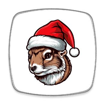 Squirrel Christmas Animal Head - Square fridge magnet - white - Front