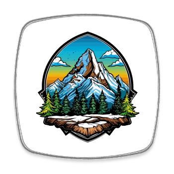 Berge Symbol Wandern Schild - Viereckiger Kühlschrankmagnet - Weiß - Vorne