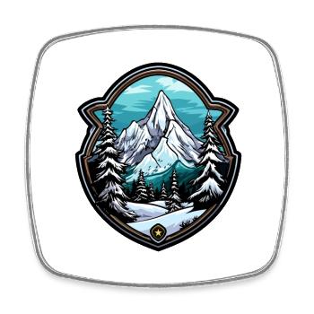 Berge Natur Wappen - Viereckiger Kühlschrankmagnet - Weiß - Vorne
