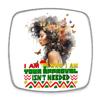 Black Queen Curly Afro - Celebrate Black History - Square fridge magnet - white - Front