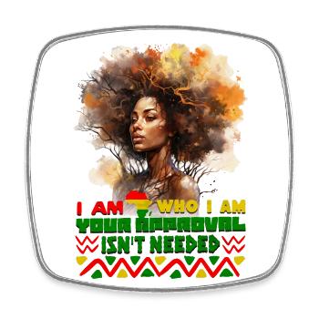 Black Queen Curly Afro - Celebrate Black History - Viereckiger Kühlschrankmagnet - Weiß - Vorne