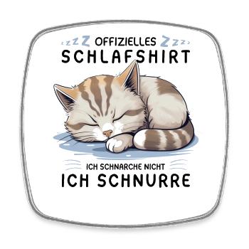 Offizielles Schlafshirt personalisiert mit Katze - Viereckiger Kühlschrankmagnet - Weiß - Vorne