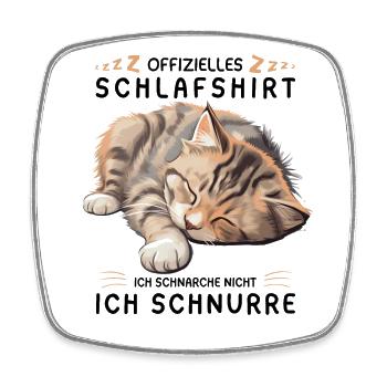 Offizielles Schlafshirt personalisiert mit Katze - Viereckiger Kühlschrankmagnet - Weiß - Vorne
