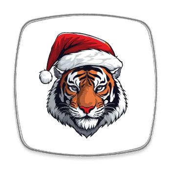 Tiger Kopf Weihnachten Portät - Viereckiger Kühlschrankmagnet - Weiß - Vorne