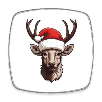 Deer Head Christmas Portrait - Square fridge magnet - white - Front
