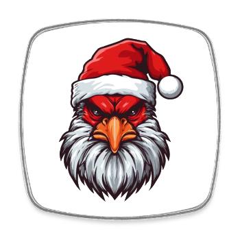 Rooster Head Christmas Portrait - Square fridge magnet - white - Front