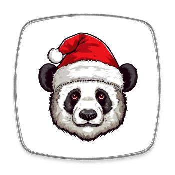 Panda Kopf Weihnachten Portät - Viereckiger Kühlschrankmagnet - Weiß - Vorne