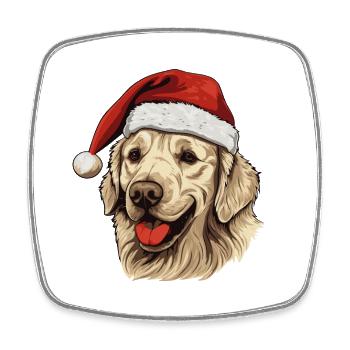 Golden Retriever Dog Head Christmas Portrait - Square fridge magnet - white - Front