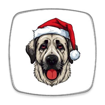 Portrait de Noël tête de chien Kangal - Magnet carré - blanc - Devant