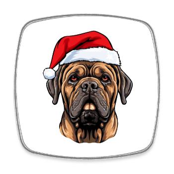 Mastiff Dog Head Christmas Portrait - Square fridge magnet - white - Front