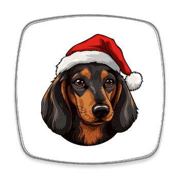 Dackel Hund Kopf Weihnachten - Viereckiger Kühlschrankmagnet - Weiß - Vorne