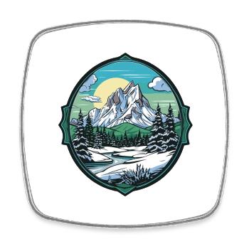 Berge Natur Wappen - Viereckiger Kühlschrankmagnet - Weiß - Vorne
