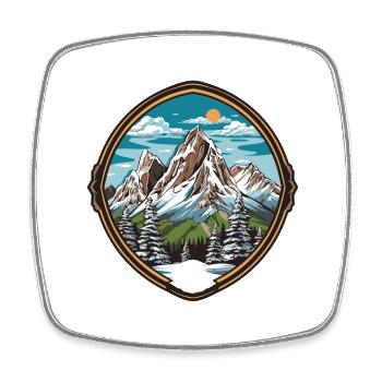Berge Alpen Symbol Wappen - Viereckiger Kühlschrankmagnet - Weiß - Vorne