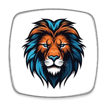 Lion Head - Square fridge magnet - white - Front