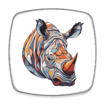 Rhinoceros Head - Square fridge magnet - white - Front