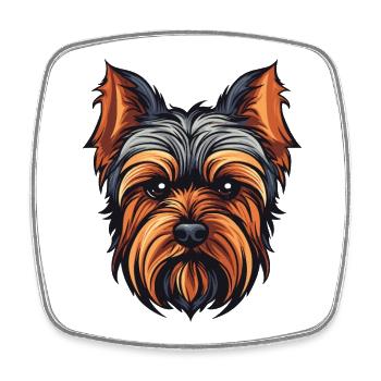 Yorkshire Terrier Dog Head - Square fridge magnet - white - Front