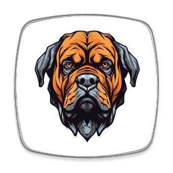 Tête de chien Mastiff - Magnet carré - blanc - Devant