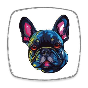 French Bulldog Dog Head - Square fridge magnet - white - Front