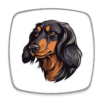 Dachshund Hund Kopf Dackel - Viereckiger Kühlschrankmagnet - Weiß - Vorne