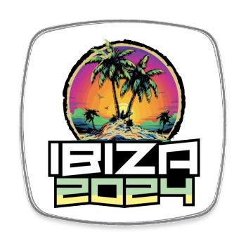 Ibiza 2024 Urlaub Palmen - Viereckiger Kühlschrankmagnet - Weiß - Vorne