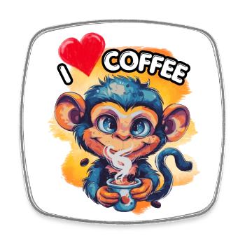 I LOVE Coffee, Genuss, Koffein, Kaffeeliebe, Spaß, - Viereckiger Kühlschrankmagnet - Weiß - Vorne