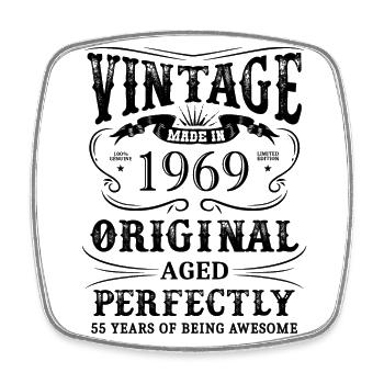 Vintage Made In 1969 55 Years Of Being Awesome - Square fridge magnet - white - Front